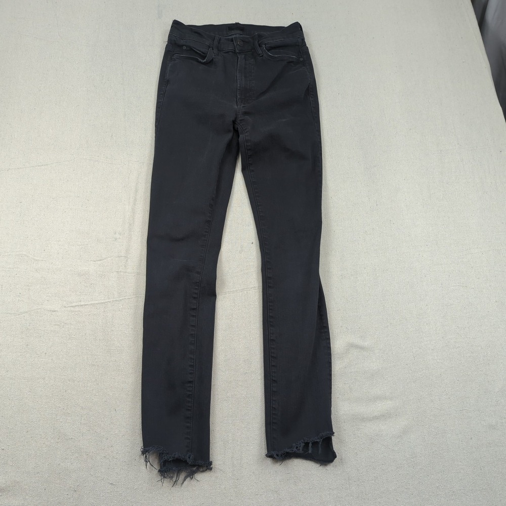 Mother Jeans Womens 24 Black Stunner Zip Ankle Step Fray Not Guilty